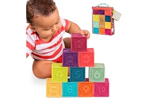 B. Toys – Baby Blocks – Stacking & Building Toys for Babies – 10 Soft Blocks with Numbers, Shapes, Animals – Educational & De