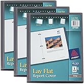 Avery Lay Flat Report Cover with 3 Plastic Fasteners, Clear Front Window, Holds up to 50 Sheets, 3 Gray Covers (47781)