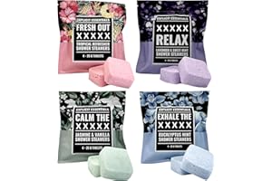 Explicit Essentials Shower Steamers Gift Set | 4 Funny Handmade Aromatherapy Shower Bombs | Relaxation & Stress Relief Spa Gift for Self-Care, Birthdays & Holidays