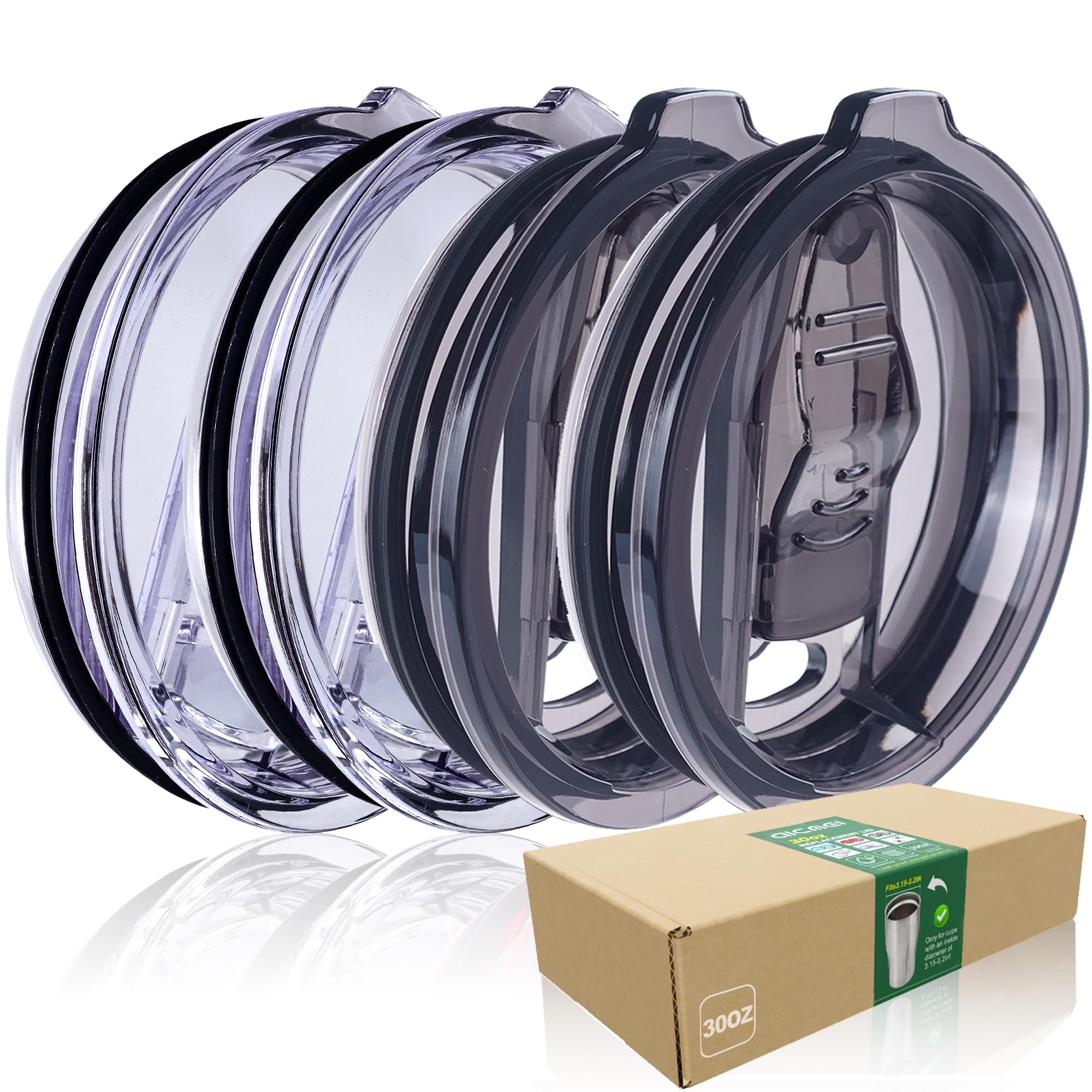 AICMEI 4 Replacement Lids for Stainless Steel Tumbler Travel Cup, Leak and Spill resistant Lid for 30 OZ or Others of Insulated Mugs With an Inside Diameter of 3.7-3.74 Inches