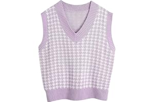 FQZWONG 2022 Sweater Vest Women Casual Cute Houndstooth V Neck Fashion Y2k Tops Graphic Tees Shirts Comfy Tank Top Tunic Fall Clothes