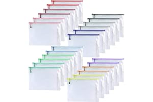 Oaimyy-24PCS-4 x 6" inches-Mesh Zipper Pouch, Plastic Zip File Folders Puzzle Bags for Organizing,Office Supplies,Travel,Home Storage-Multicolor