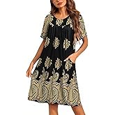Ekouaer Moo Moos for Women Button House Dresses for Women with Pocket Mumu S-3XL