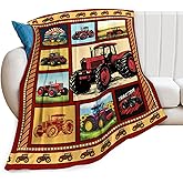 Truck Blanket, Red Trucks Throw Blanket, Farmhouse Tractor Gifts Blankets Stuff Fleece Flannel Plush for Men Boys Women Girls Lovers Adults Soft Bedding Gift for Sofa Bed Office Home Decor 40"X50"