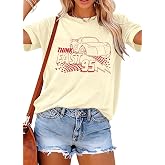 FASHGL Racing Shirt for Women Race Car Graphic Tshirt Race Day Shirts | Vintage Checkered Flag Racing Shirts Flag Racing Outfits Women Race Lover Raceday Short Sleeve Top