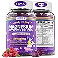 Magnesium Glycinate Gummies for Adults & Kids 4+, Sugar Free Magnesium Bisglycinate Supplement 400/200mg with B6D3, 5HTP, L-Theanine for Sleep & Relaxation, Brain, Muscle, Melatonin Free Gummies,1Pack