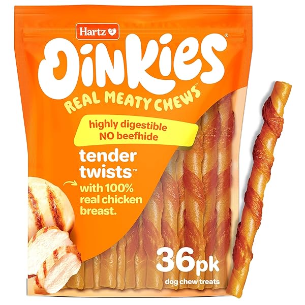HARTZ OINKIES TENDER TWISTS WITH REAL CHICKEN BREAST...