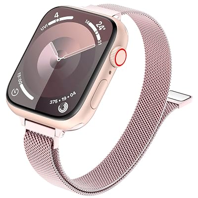 MARGE PLUS Slim Milanese Loop Compatible with Apple Watch Band for women 41mm 41mm 38mm 42mm 46mm 45mm 44mm, Stainless Steel Magnetic Mesh Strap work on iWatch Series 11 10 9 8 7 6 5 4 3 & SE 3 2 1