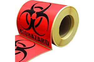 Biohazard Warning Label, 4" x 4", 250 Labels Per Roll, Coated Paper, Universal Biohazard Symbol, Self-Adhesive
