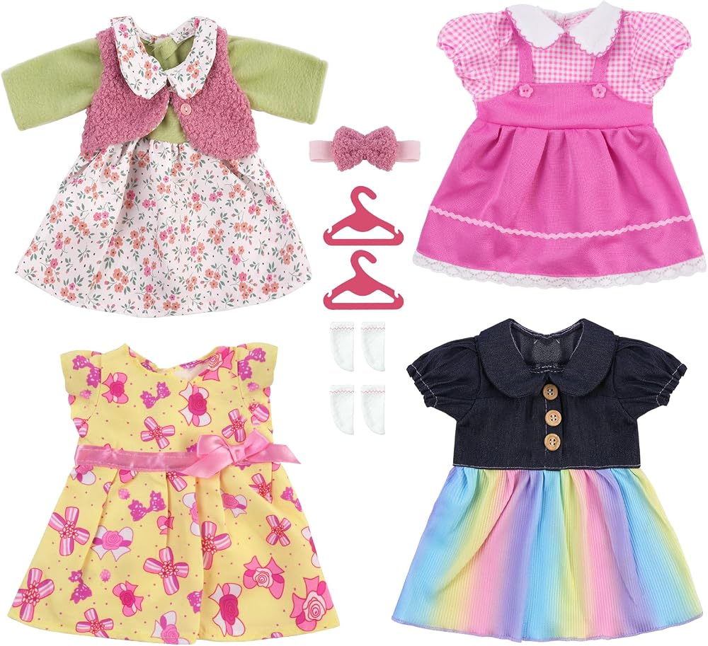 Aolso 14-18 Inch Baby Doll Clothes Set Dress Coat Hanger Velcro Easy Fit