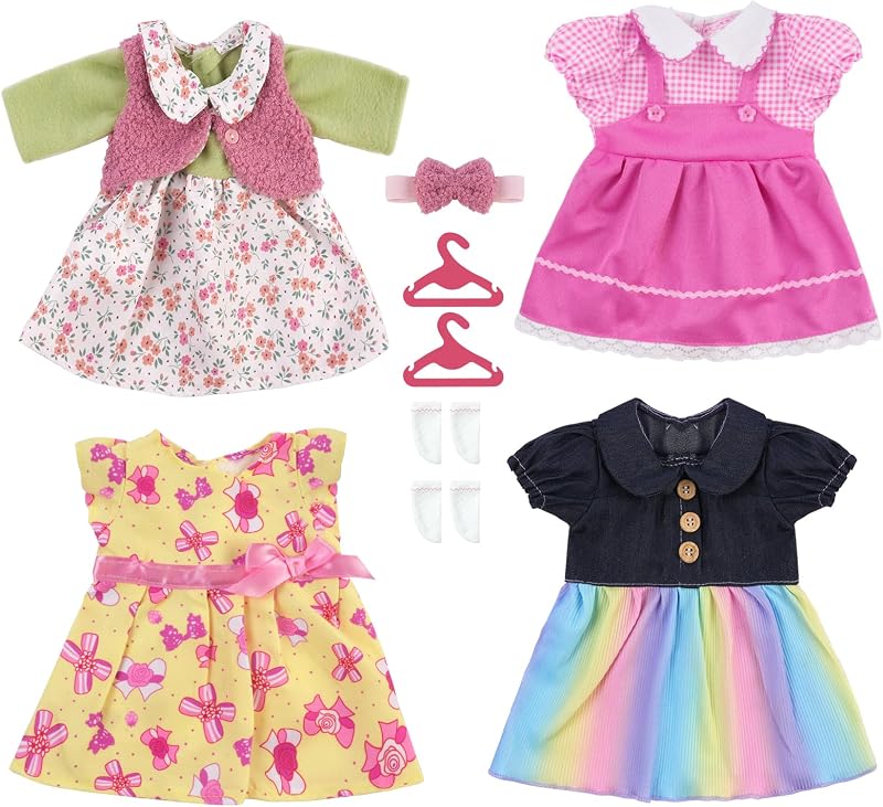 Aolso 14-18 Inch Baby Doll Clothes Set Dress Coat Hanger Velcro Easy Fit