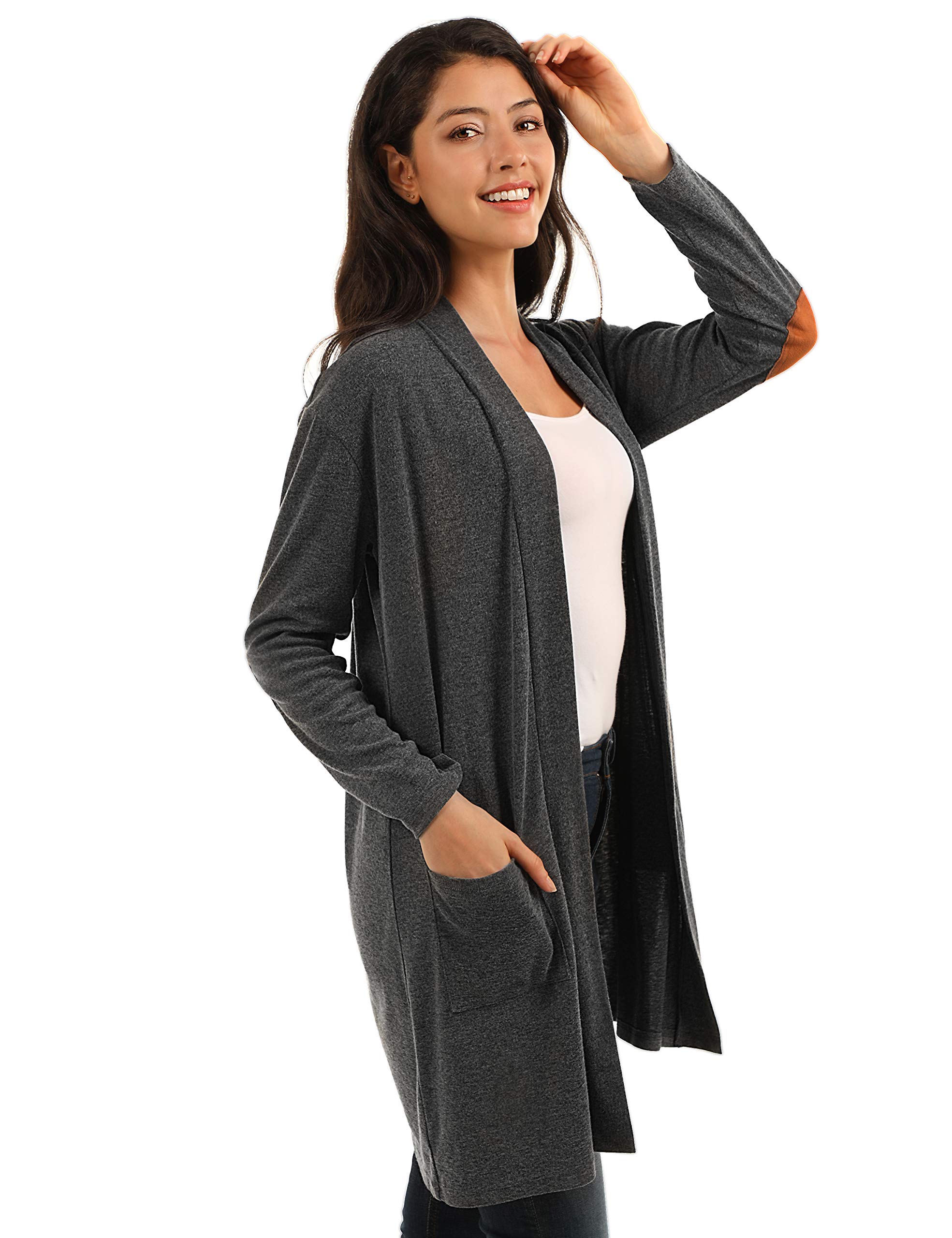 BMJL Women\'s Casual Long Cardigans Open Front Pregnant Oversized Long Sleeve Tops(Medium,Grey)