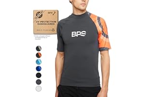 BPS Rashguard for Men Long Sleeve Short Sleeve Rash Guard Sun Protection Shirt UPF Quick Dry Men’s Swim Shirt Fishing Surfing