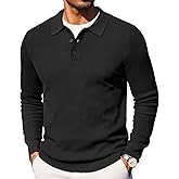 COOFANDY Men's Knit Polo Long Sleeve Sweaters Collared Polo Sweater Casual Dress Pullover Fashion Golf Sweaters