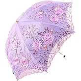 Honeystore Vintage Lace UV Sun Parasol Folding 3D Flower Embroidery Umbrella