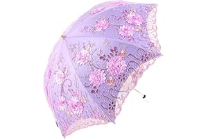 Honeystore Vintage Lace UV Sun Parasol Folding 3D Flower Embroidery Umbrella