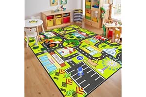 FTBNIQWRHN Kids Carpet Playmat Rug - Car Carpet for Kids 5x7 Feet, Large Educational Play Mat Town Traffic Road Map Rug City Life Car Mat for Kids Toy for Bedroom Classroom Nursery Room