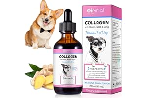 SHUANGJIA Premium Collagen for Dogs, Liquid Collagen for Dogs 2 fl.oz, Skin & Coat Supplement for Dogs, Itch Relief for Dogs with Vitamin C, Biotin, MSM, Ginger, Daily Collagen for Dogs Drops, Bacon Flavor