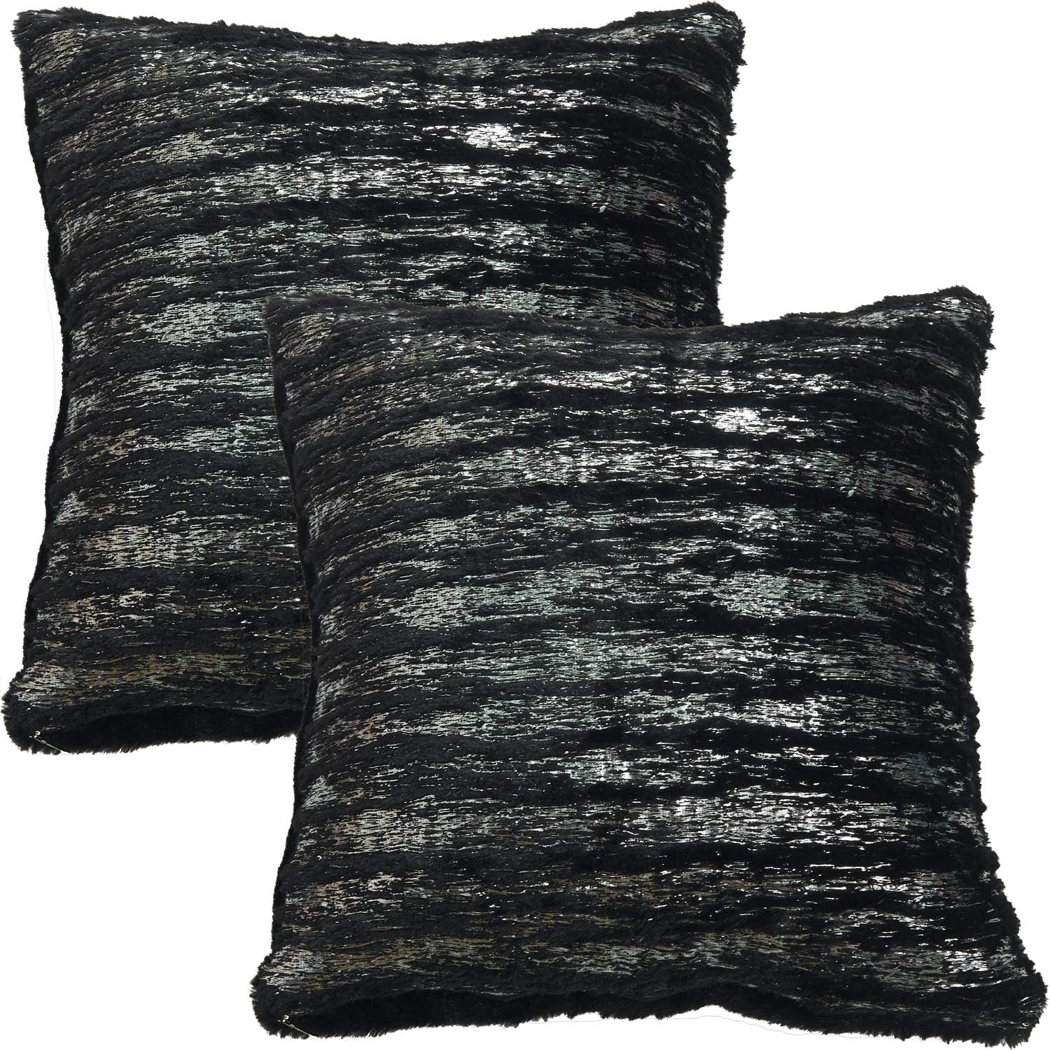 Amazon Com Tennove 2 Pack Cushion Covers 45 45cm Metallic Print Suede Decorative Throw Pillow Case Square Waist Pillow Cases Pillowslip For Living Room Couch And Bed Silver Black Home Kitchen