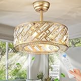 CATINER Crystal Caged Ceiling Fans with