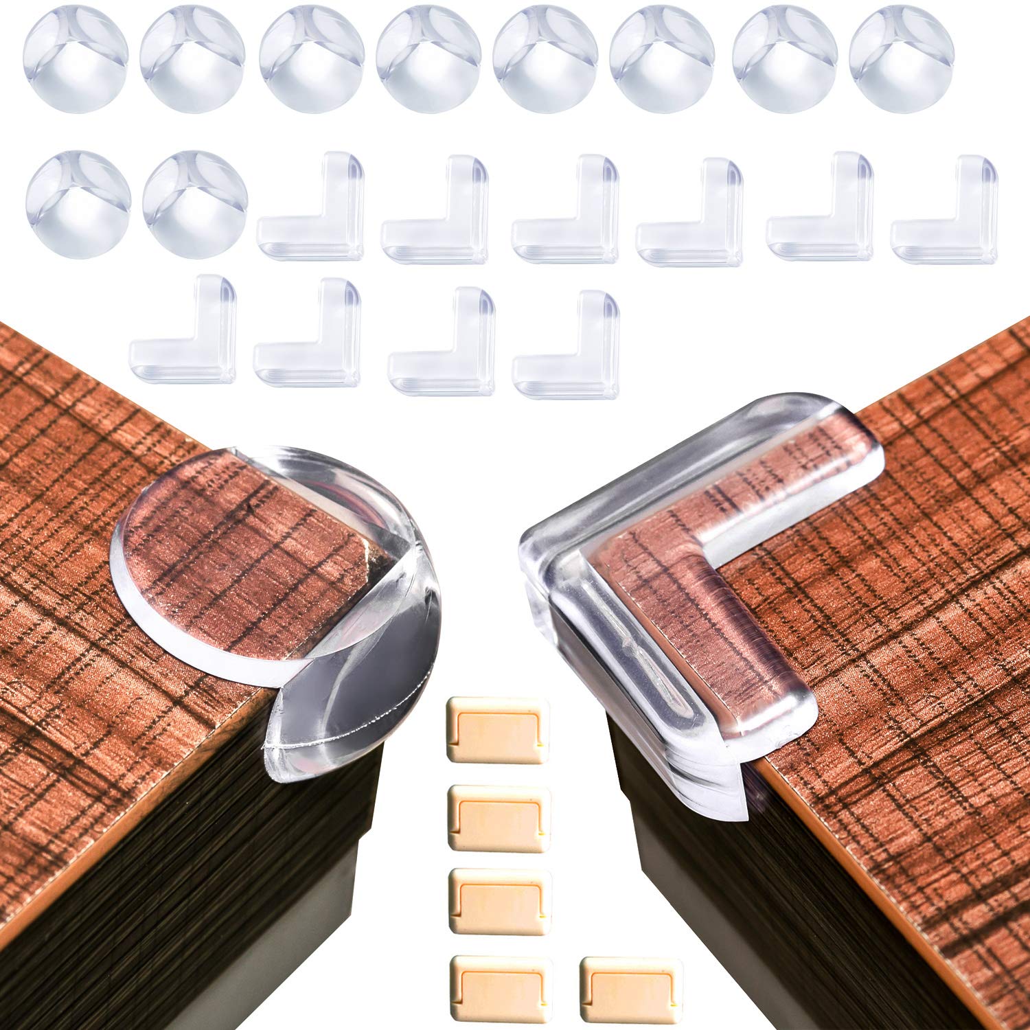 20Pack Baby Proofing Table Corner Guards, Soft Transparent Corner Protector, Anti-Collision Angle, Furniture Corner Protector Clear with Free 5Pcs Outlet Plug Covers…