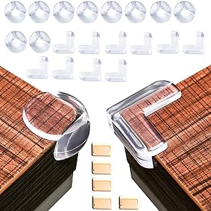 20Pack Baby Proofing Table Corner Guards, Soft Transparent Corner Protector, Anti-Collision Angle, Furniture Corner Protector Clear with Free 5Pcs Outlet Plug Covers…