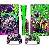 Decal Skin for PS5 Slim Console and Controllers Disk Edition, PS5 Console Accessories, Vinyl Skin Stickers for PlayStation 5 Slim - Green and Purple
