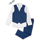 Van Heusen Boys 4-Piece Formal Suit Set, Vest, Pants, Collared Dress Shirt, and Tie