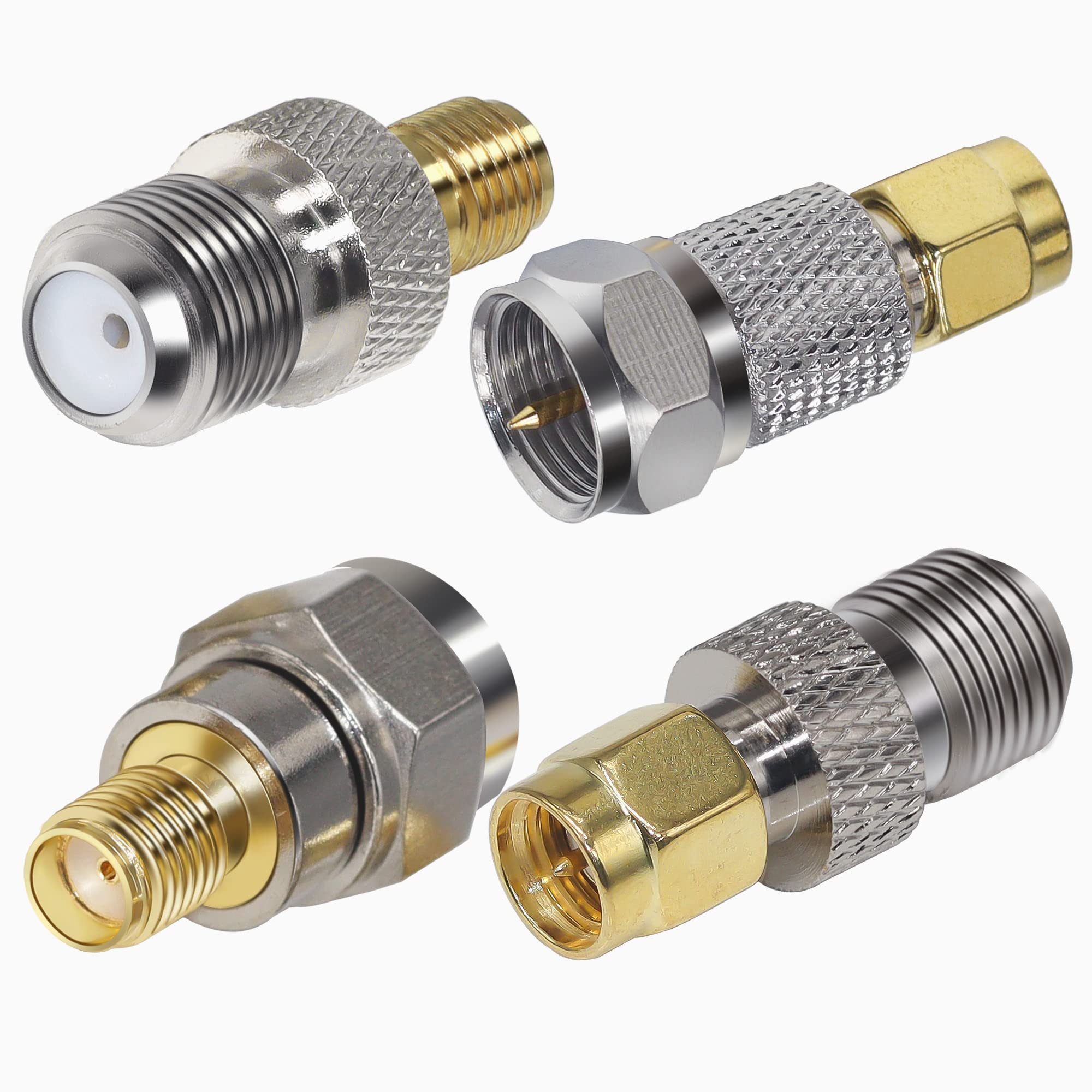 TUOLNK SMA to F Type Coax Connector Kit F to SMA Male to Female Coaxial Adapter Kit for WiFi Radios Antenna 4pcs
