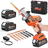 Cordless Reciprocating Saw With 8 Blades &ndash; 2&times;4000mAh Batteries, Brushless Motor, Variable Speed 0‑3200 SPM, Tool‑Free Blade Change, Power Reciprocating Saw for PVC Wood, Metal Cutting DIY