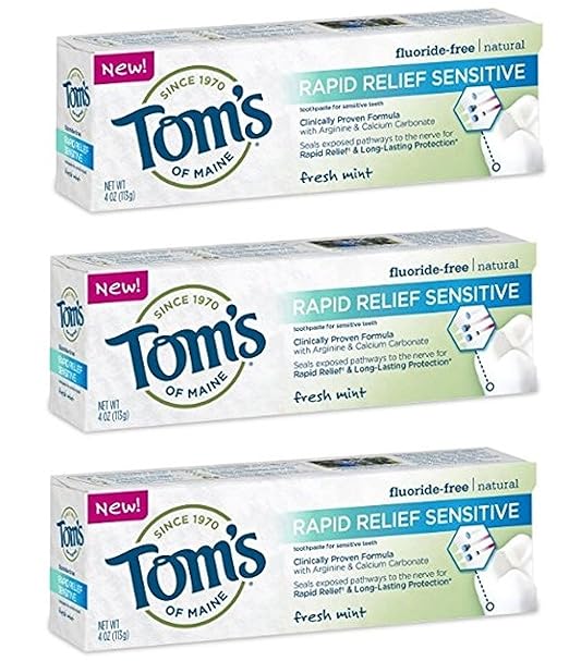 Tom's of Maine Rapid Relief Sensitive Natural Toothpaste (3 Pack