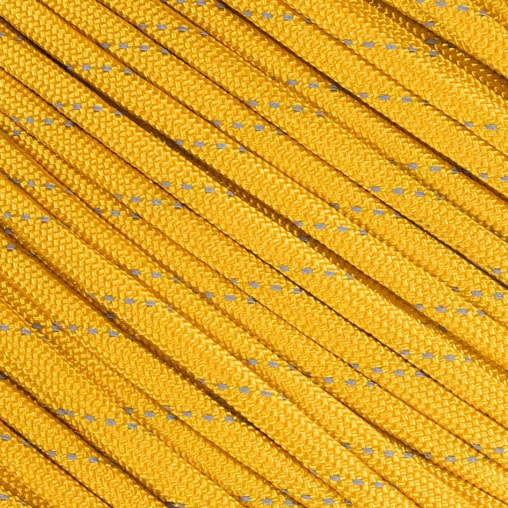 Fluorescent Reflective 550 Type III Guyline Tent Rope Camping Survival Cord High-Visibility Paracord- Rot and UV Fade Resistant (Reflective Goldenrod, 50 Feet)