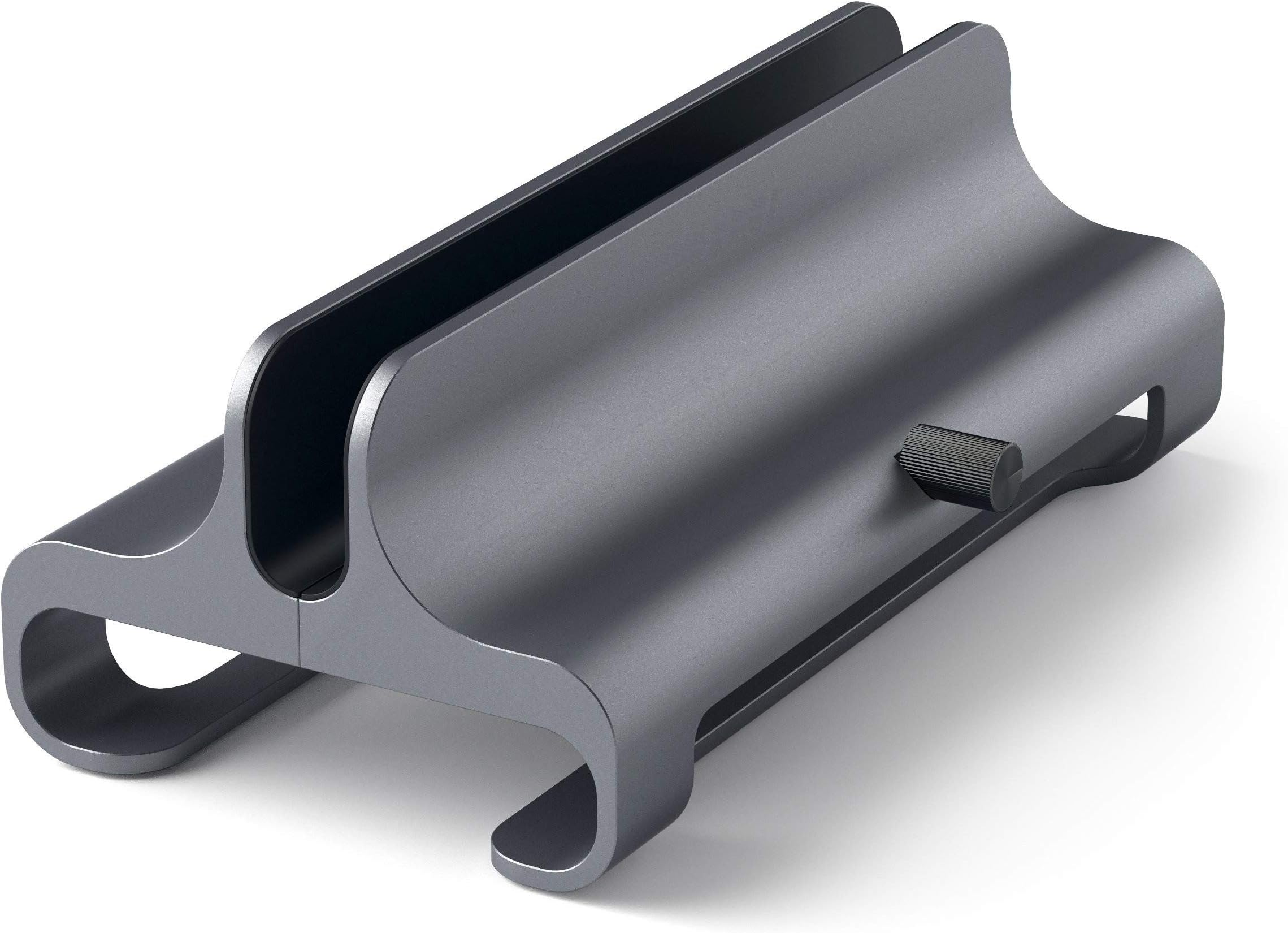 Techzere® Adjustable Width Aluminium Vertical Laptop Stand Holder for Laptops & Tablets. (Grey)