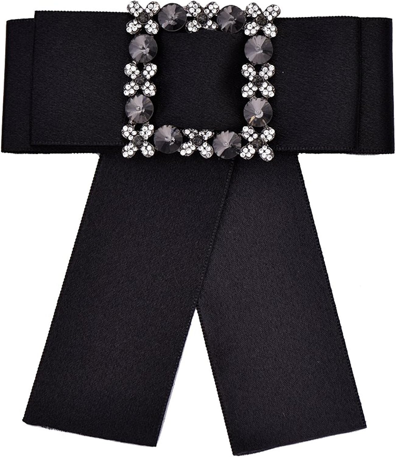 obonnie camisa de color negro de satén pajarita de cristal broche Pin de las mujeres de cuello con chorrera cuello Tie corbata.: Amazon.es: Joyería