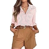 hearain Super Soft Striped Button Down Shirts for Women Dress Shirts Long Sleeve Casual Collared Work Shirt with Pocket