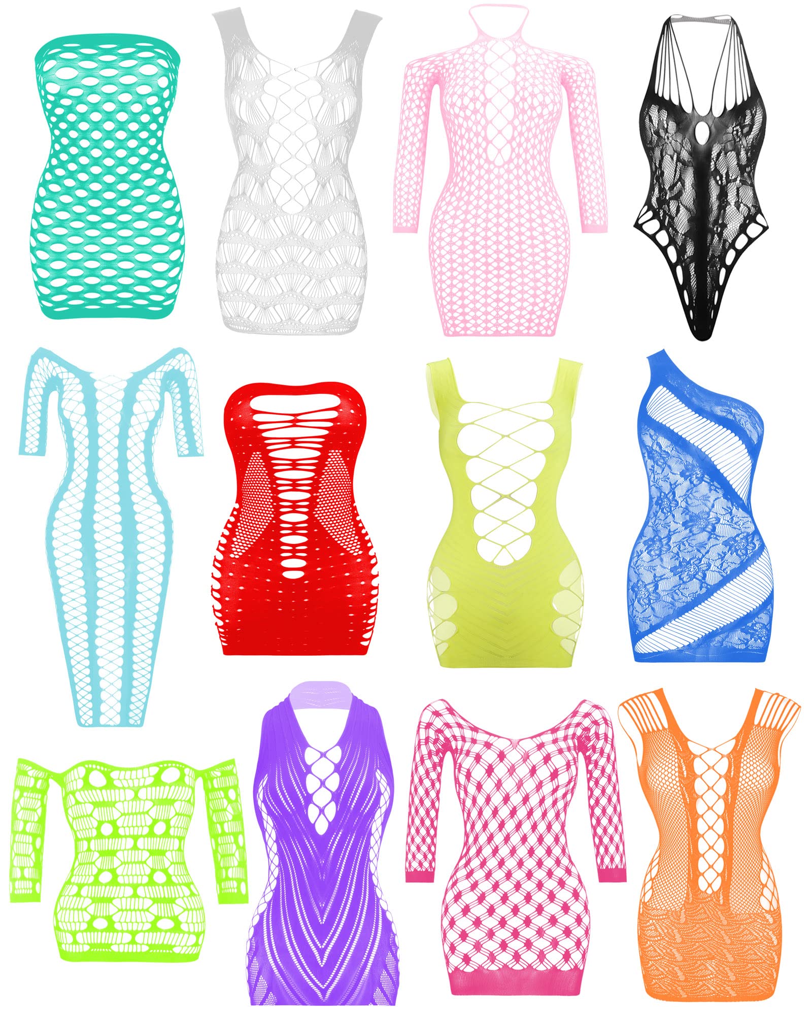 Women’s Lingerie BabyDoll Fishnet Bodysuit Sexy Nightwear(12 Pack)