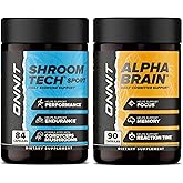 ONNIT Cognitive & Endurance Performance Bundle: Alpha Brain Nootropic Capsules (90 Count) + Shroom Tech Sport Capsules (84 Count), IGEN Non-GMO Tested Focus & Endurance, Pack of 2