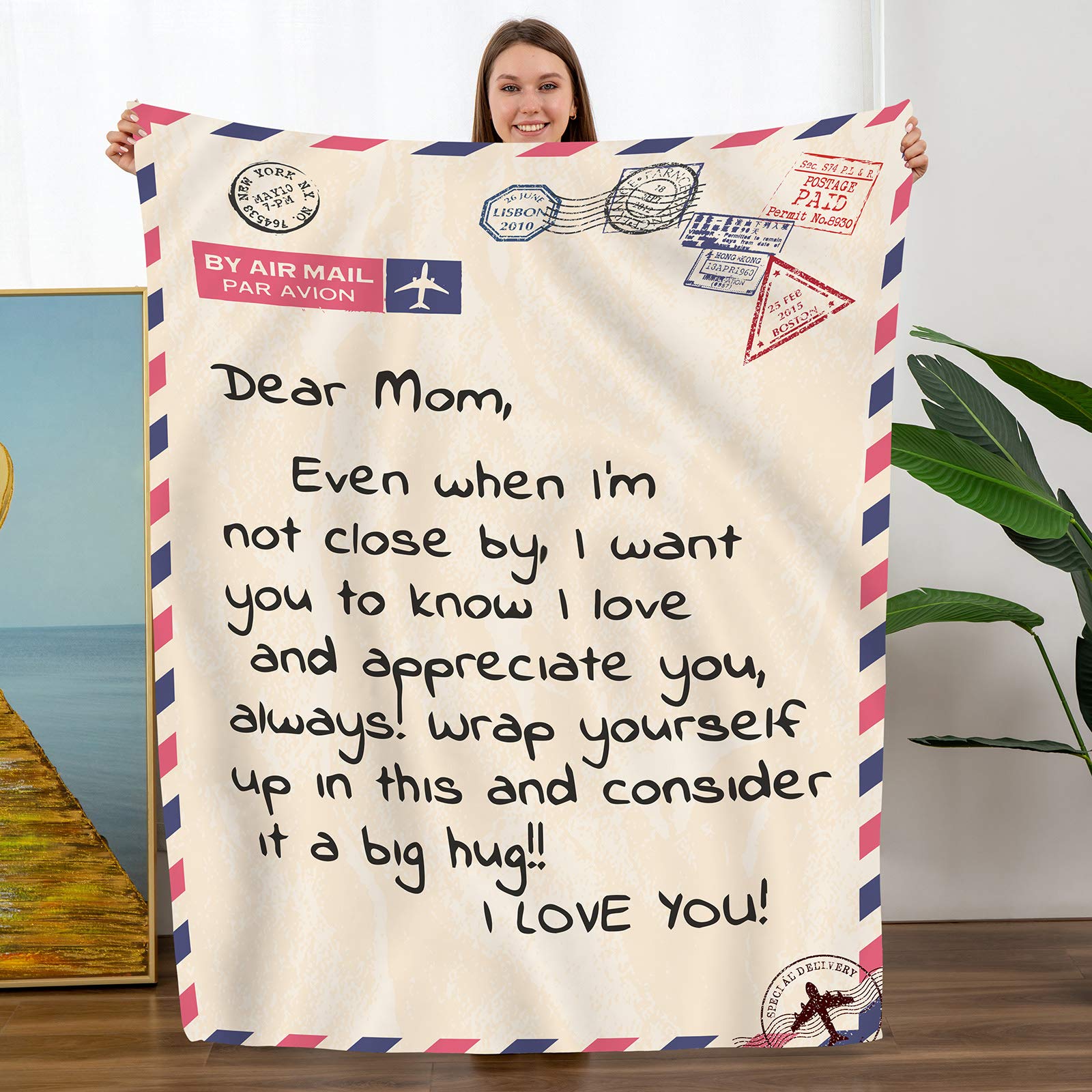 to My Mom Throw Blanket Gift from Daughter Son-Christmas Birthday Gift Bed Blanket140x180CM