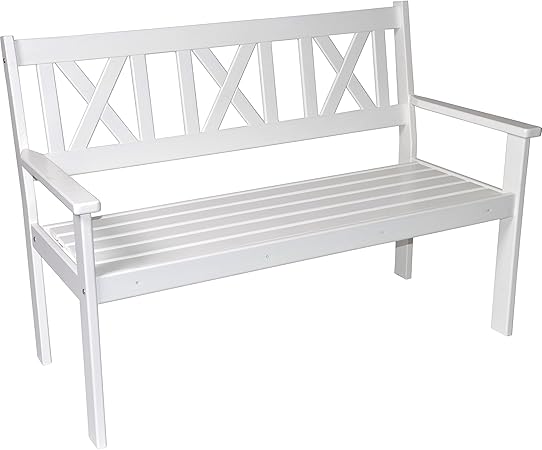 Panca Panchina Da Giardino 3 Posti In Legno Di Pino Laccato Bianco