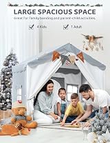 besrey 2-in-1 Kids Play House Tent Indoor with Lights Grey view 5