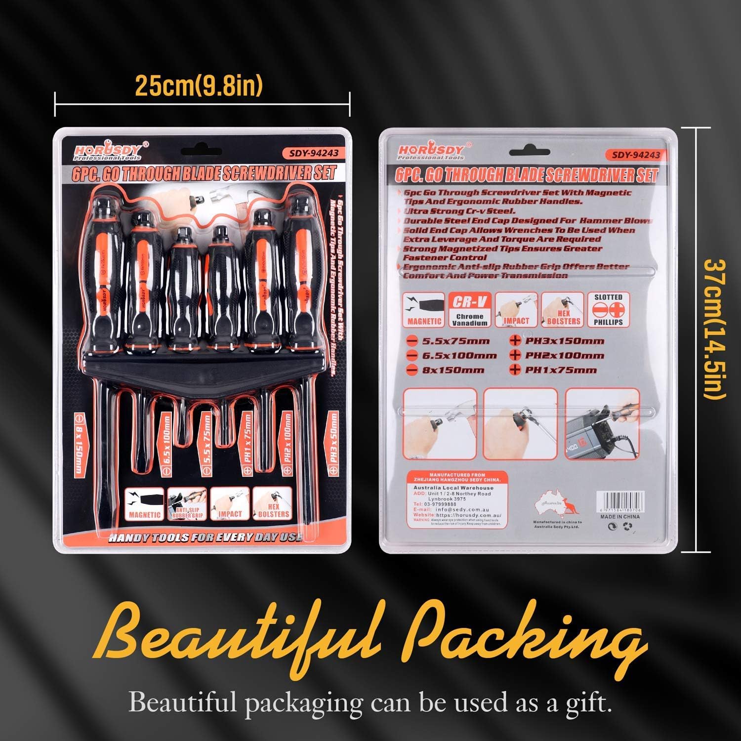 HORUSDY 6-Pieces Magnetic Screwdriver Set, 3 Phillips and 3 Flat Head Tips Screwdriver for Fastening, Chiselling and Loosening Seized Screws (New Screwdriver Set): Home Improvement