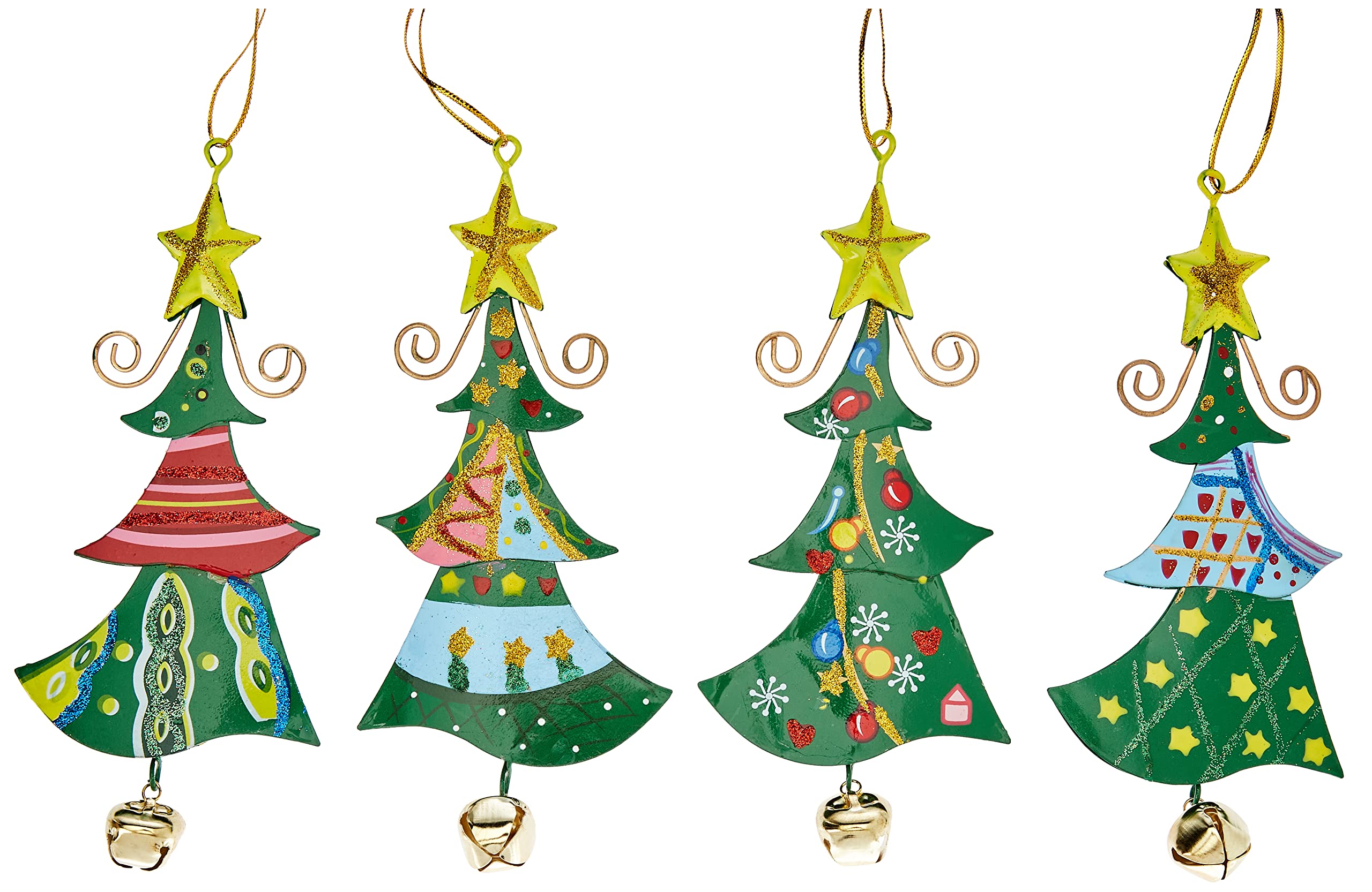 Small Foot 5147 Metal Pendant Christmas Tree Christmas Decoration, Set of 4, Metal, Multicoloured, 1, 4