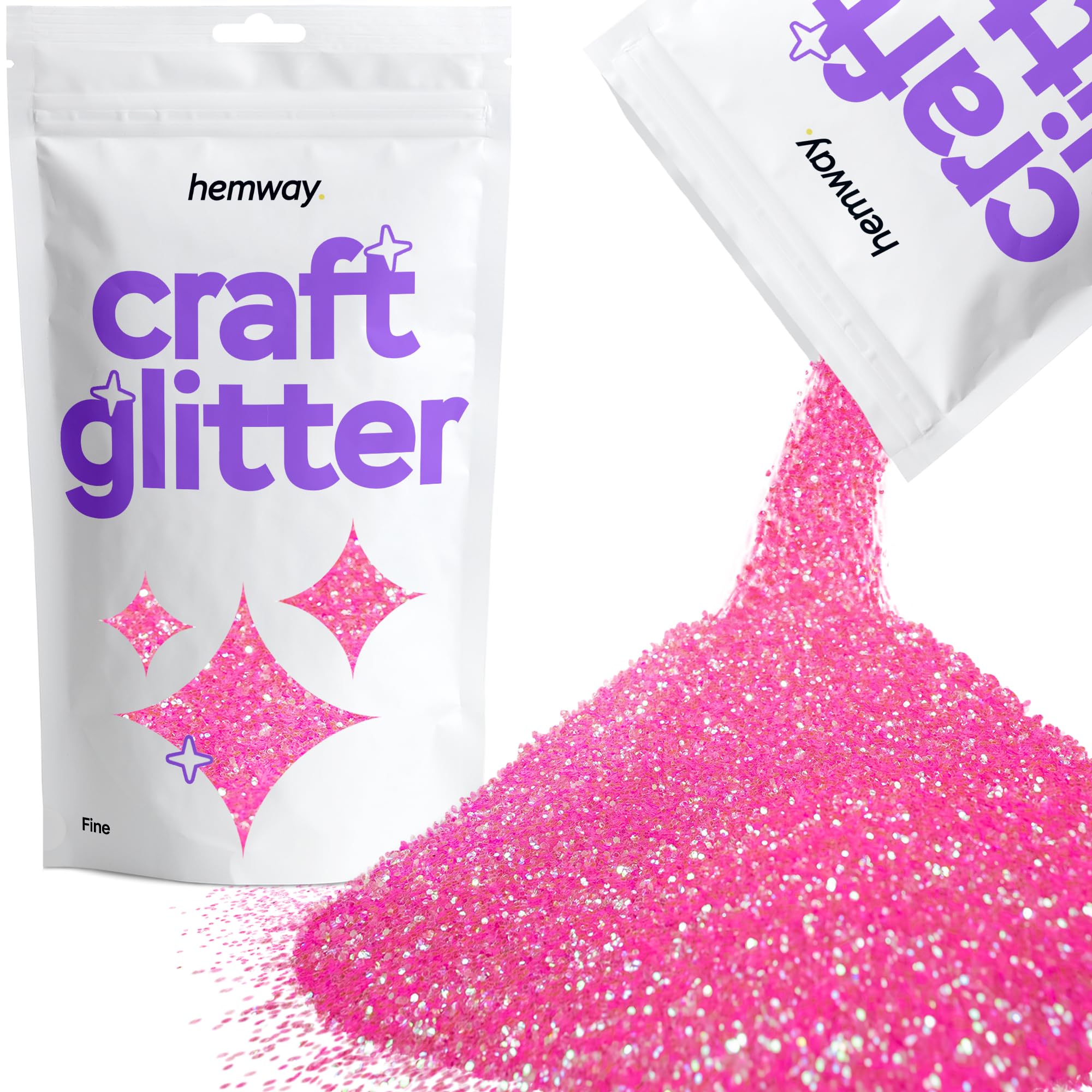 Hemway Craft Glitter Baby Pink Iridescent 100g Fine Glitter for Crafts, Resin, Cosmetic, Nail, Face, Body, Festival, Tumblers, Art, Candle, Crafting