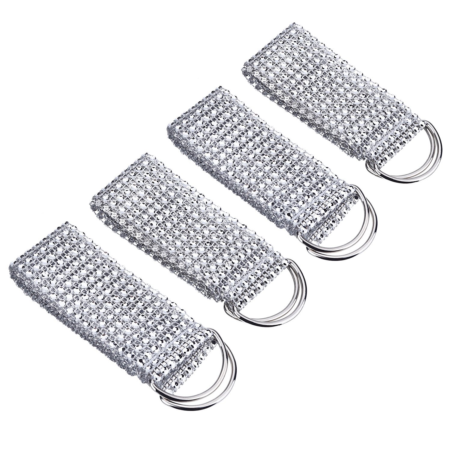 Hotop 2 Pairs of Crystal Rhinestone Diamond Curtain Tie Backs (Style 1)