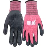 Mud Grip Women's Nylon Seamless Knit Shell Water Resistant Dotted Nitrile Palm Gardening Gloves