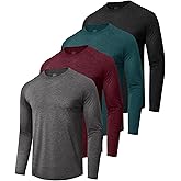 4 Pack Long Sleeve Shirts for Men - Quick Dry Moisture Wicking Sun Protection Tshirts for Fishing Workout Athletic Casual Gym