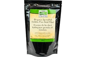 NOW Foods, Organic Golden Flax Seed Meal, Source of Essential Fatty Acids and Fiber, Cold-Processed, Certified Non-GMO, 400g 