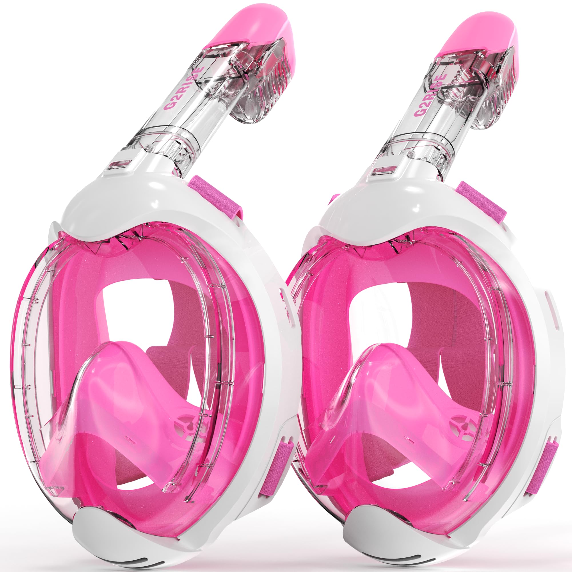 G2RISE Full Face Snorkel Mask Kids Snorkeling Set, 180 Degree Panoramic View, Anti-Fog & Anti-Leak Dry Top Snorkel Set for kids 3-8 (2 Pack)