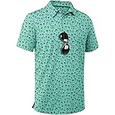 ZITY Men's Golf Shirts Short Sleeve Moisture Wicking Performance Print Patterns Casual Collared Golf Polo Shirt for Men