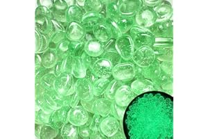 AJUWAA Glow Pebbles, 200 pcs Glow in The Dark Stones, Glowing Rocks for Outdoor Decor, Garden Lawn Yard, Glowing Pebbles for Landscaping, Walkway Pathway, Aquarium Fish Tank Rocks (Star Green)